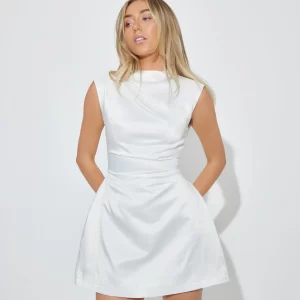 The Satin Straight Neck Mini Dress